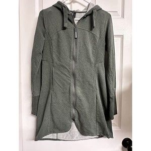 Mondetta Womens Green Full Zip Running Long Length Sleeve Sweater Hoodie Size M